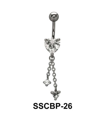 Chains with CZ Crystal Belly Piercing SSCBP-26