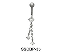 Stones Set in Chains Belly CZ Crystal SSCBP-35