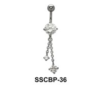 Stones Hanging from Chain belly CZ Crystal SSCBP-36