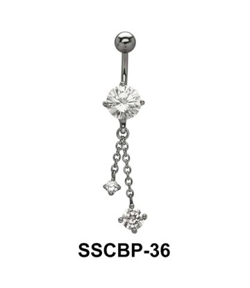 Stones Hanging from Chain belly CZ Crystal SSCBP-36