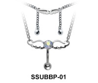 Stone Set Winged Belly Piercing Chain SSUBBP-01