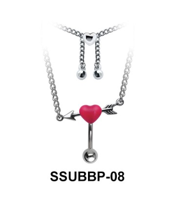 Pierced Heart Belly Piercing Chain SSUBBP-08