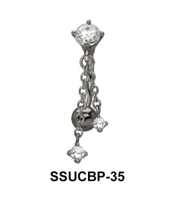 Stone Chain n Balls Upper Belly Piercing SSUCBP-35