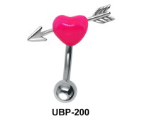 Fluorescent Pink Heart Sign Belly Piercing UBP-200