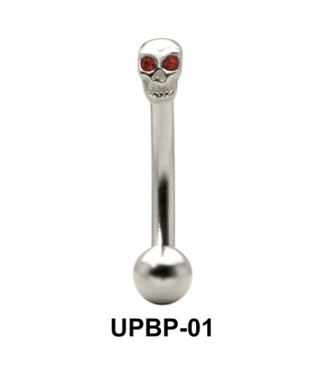 Stone Set Skull Upper Belly Piercing UPBP-01