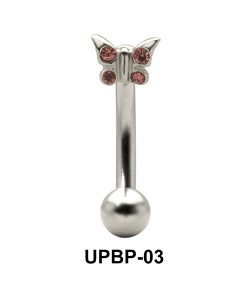 Stone Studded Butterfly Upper Belly Piercing UPBP-03