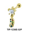 Star with Leaf Shaped Ear Piercing TIP-1236E 