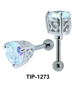 Ear Piercing with Round Cut Stone TIP-1273 