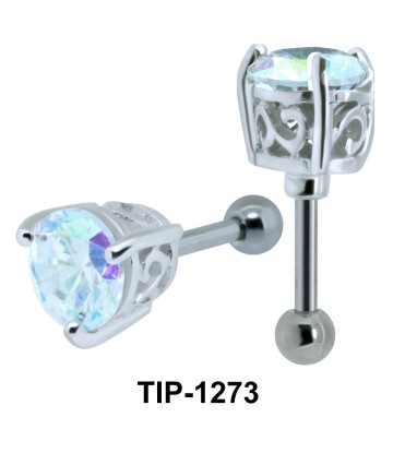 Ear Piercing with Round Cut Stone TIP-1273 