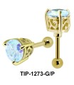 Ear Piercing with Round Cut Stone TIP-1273 