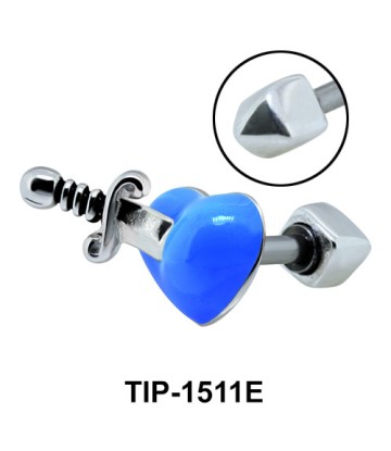 Blue Pierced Heart Helix Ear Piercing TIP-1511E 
