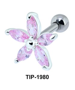 Floral Stone Helix Ear Piercing TIP-1980