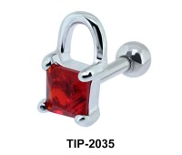 Red Stone Lock Helix Ear Piercing TIP-2035