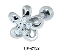 Flower with Stones Helix Ear Piercing TIP-2152