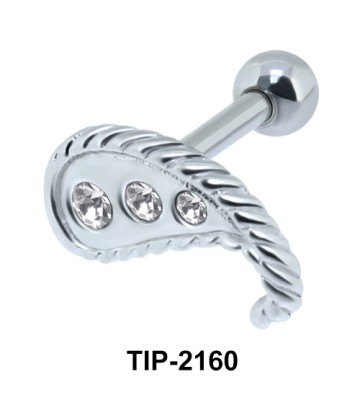 Stone Set Twisted Helix Ear Piercing Leave TIP-2160