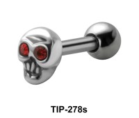 Stone Set Small Skull Shaped Helix Piercing TIP-278s