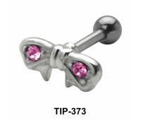 Stone Set Bow Shaped Helix Piercing TIP-373