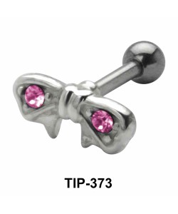 Stone Set Bow Shaped Helix Piercing TIP-373