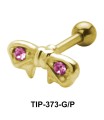 Stone Set Bow Shaped Helix Piercing TIP-373