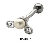 Pearl and Stone Set Helix Piercing TIP-380P