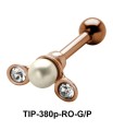 Pearl and Stone Set Helix Piercing TIP-380P