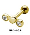Stone and Heart Shaped Helix Piercing TIP-381