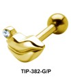 Stone Set Lips Shaped Helix Piercing TIP-382