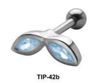 Stone Set Leaves Shaped Helix Piercing TIP-42b