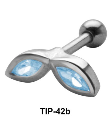 Stone Set Leaves Shaped Helix Piercing TIP-42b