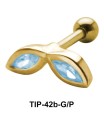 Stone Set Leaves Shaped Helix Piercing TIP-42b