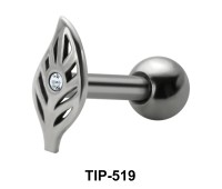 Stone Set Leaf Shaped Helix Piercing TIP-519