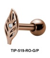 Stone Set Leaf Shaped Helix Piercing TIP-519