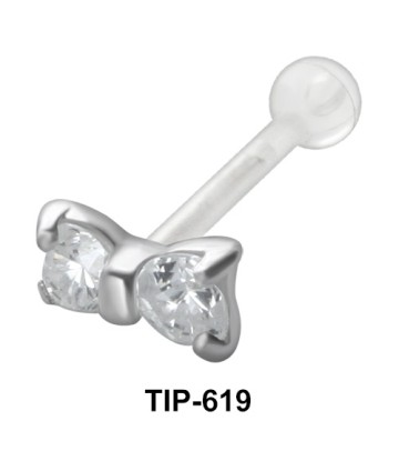 Stone Set Bow Shaped PTFE Internal Barbells TIP-619