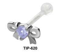 Heart Stone Set in Bow Design OTFE Internal barbells TIP-620
