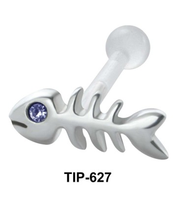 Stone Set Fish Bone Shaped PTFE Internal Barbells TIP-627
