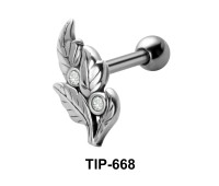 Stone Set Leaf Shaped Helix Piercing TIP-668