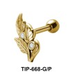 Stone Set Leaf Shaped Helix Piercing TIP-668