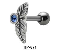 Stone Set Leaf Shaped Helix Piercing TIP-671