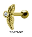Stone Set Leaf Shaped Helix Piercing TIP-671