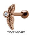 Stone Set Leaf Shaped Helix Piercing TIP-671