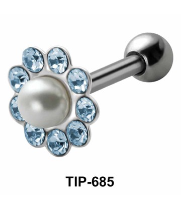 Pearl and Stones Set Helix Piercing TIP-685