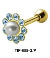 Pearl and Stones Set Helix Piercing TIP-685