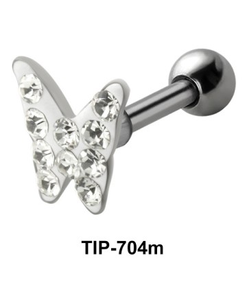 Stone Studded Butterfly Shaped Helix Piercing TIP-704m