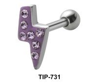 Stone Set Lightning Helix Ear Piercing TIP-731