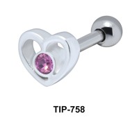 Stone Set Heart Shaped Helix Piercing TIP-758