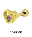 Stone Set Heart Shaped Helix Piercing TIP-758