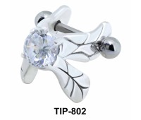 Stone Set Leaves Shaped Upper Ear Cartilage Shields TIP-802