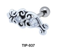 Dual Stone Studded Elaborate Design Helix Ear Piercing TIP-937