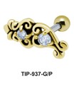 Dual Stone Studded Elaborate Design Helix Ear Piercing TIP-937