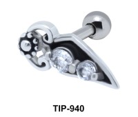 Double Stone Studded Helix Ear Piercing TIP-940